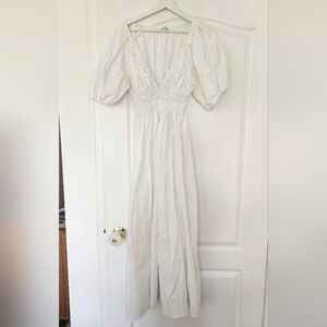 Elegant White Puff Sleeve Dress